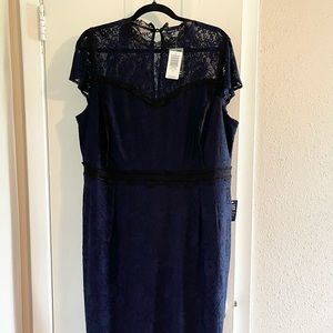 Torrid navy w/ black trim lace dress
